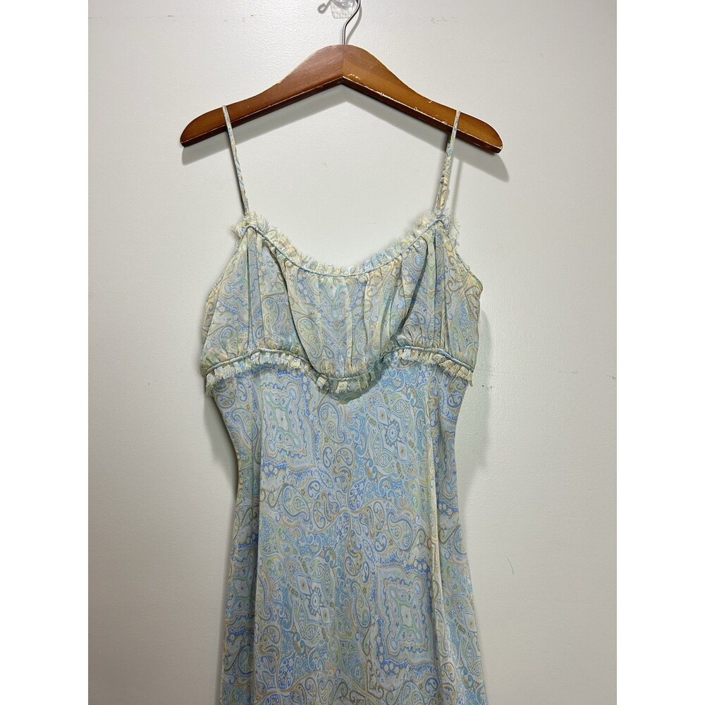 Vintage Express Paisley Milkmaid 100% Silk Dress Size 11/12 Y2K Fairy - Picture 2 of 10